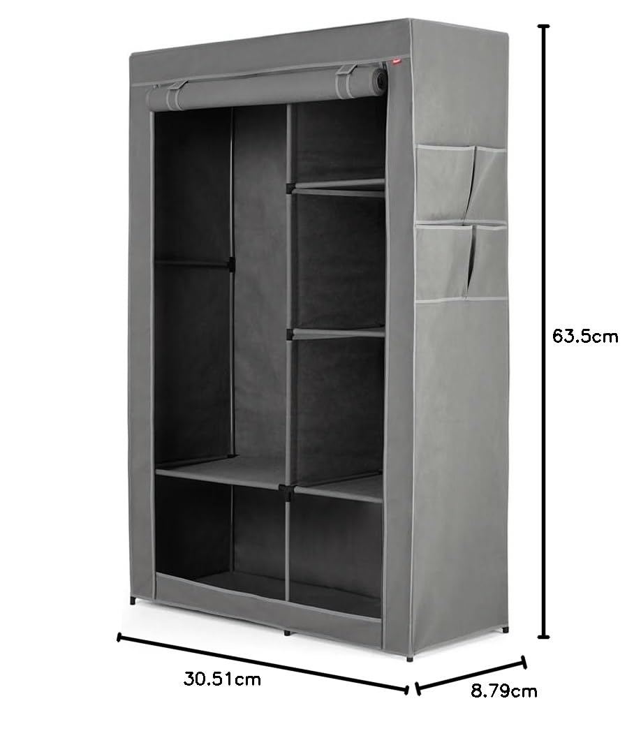 Rayen Armadio Guardaroba con Ripiani, Grigio, Dimensioni: 105 x 161 x 45 cm