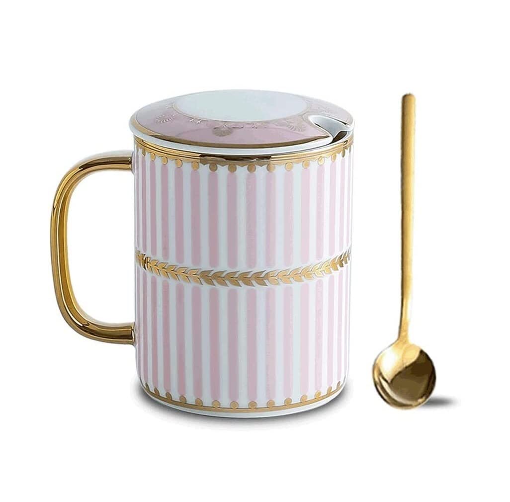 Tasse Kaffeebecher Keramik-Kaffeetasse, 350 Ml Kreative Goldbemalte Kaffeetasse, Multifunktionsbecher for Kaffee, Milch, Mokka, Saft Usw Teetasse Kaffeetassen (Color : Rosa, Size : B)