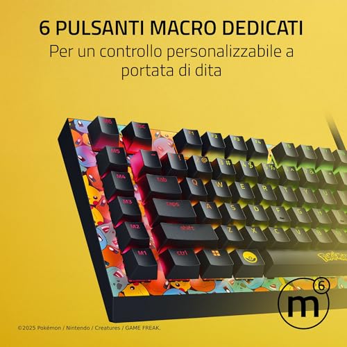 BlackWidow V4 X Pokémon Edition - Tastiera da gioco meccanica - Chroma RGB - Interruttori Clicky Verde - 6 tasti macro dedicati - copritasti in ABS Doubleshot - QWERTY Layout USA | Pokémon Kanto - Tastiera gaming - Immagine 3