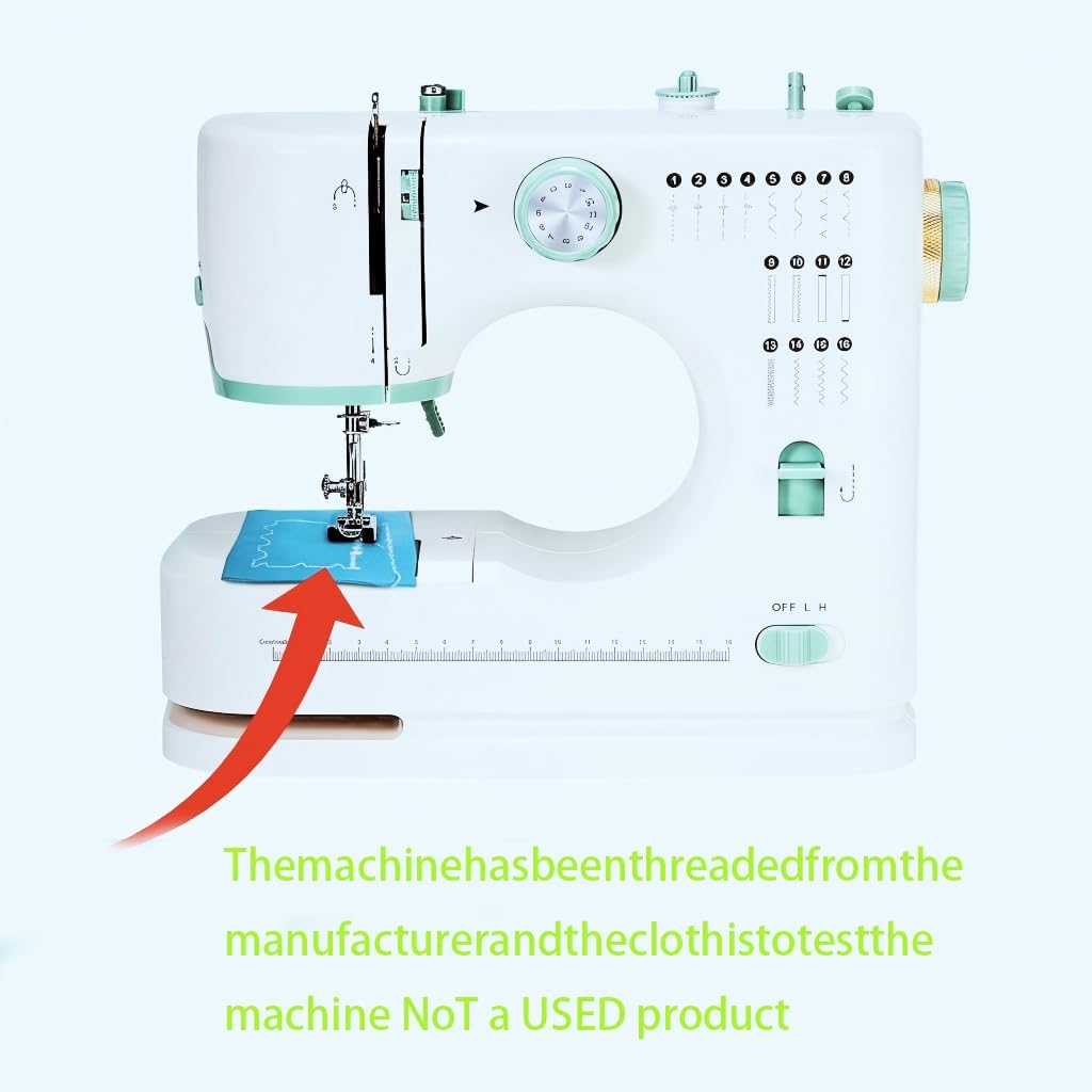 Sewing Machine for Beginners Twin Needles Sewing Machines 16 Built-in Stitches with Accessory Kit, Compact Travel Design for Clothing Repairs, DIY Crafting with Foot Pedal