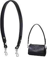 PH PandaHall 28.5" Black Leather Purse Strap - 1.4" Wide Replacement Shoulder Strap with Silver Clasps for Crossbody Underarm Handbags