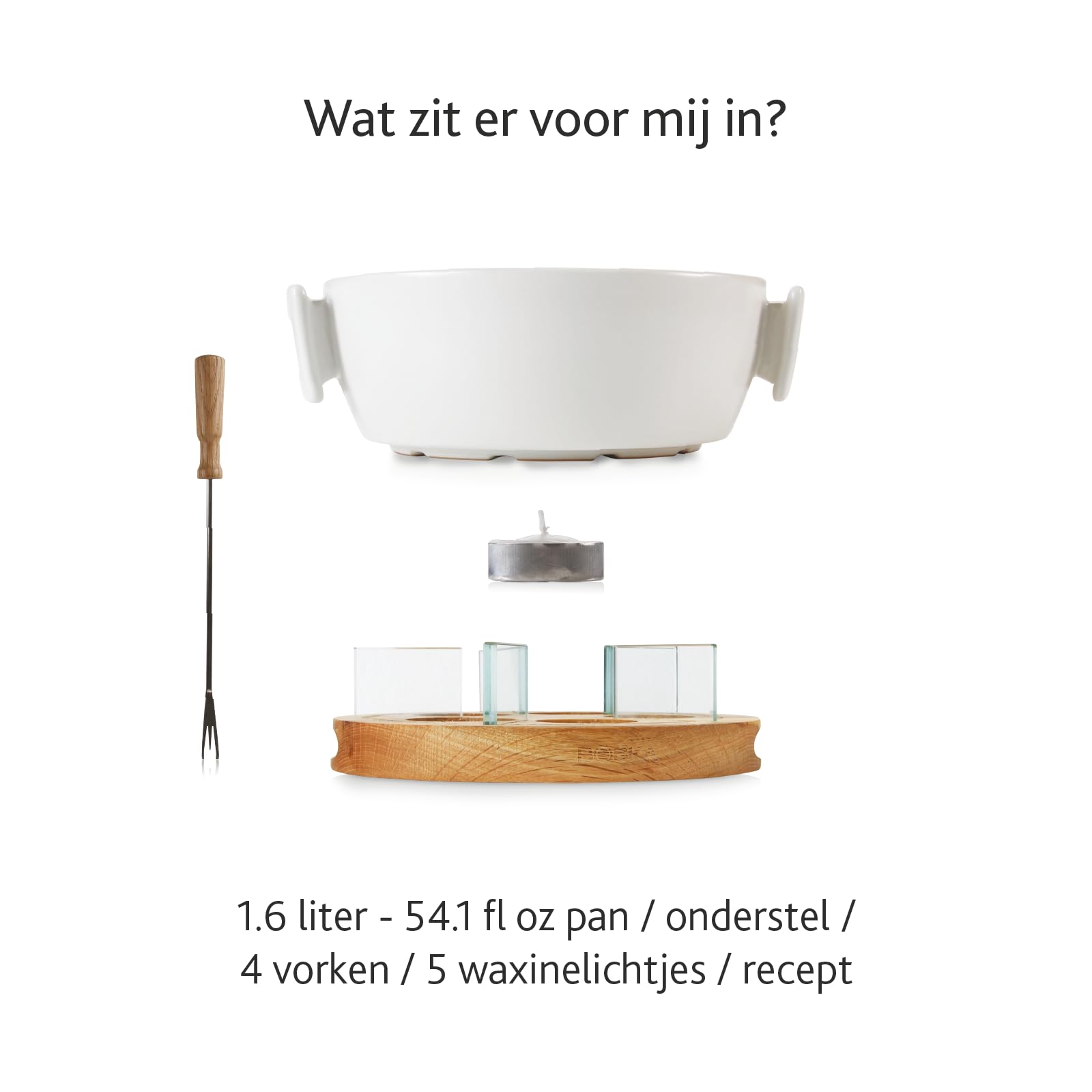 Boska Candlelight Fondue Twinkle - Set de fondue con velas - Apto para la microonda - Blanco - 1.6 L