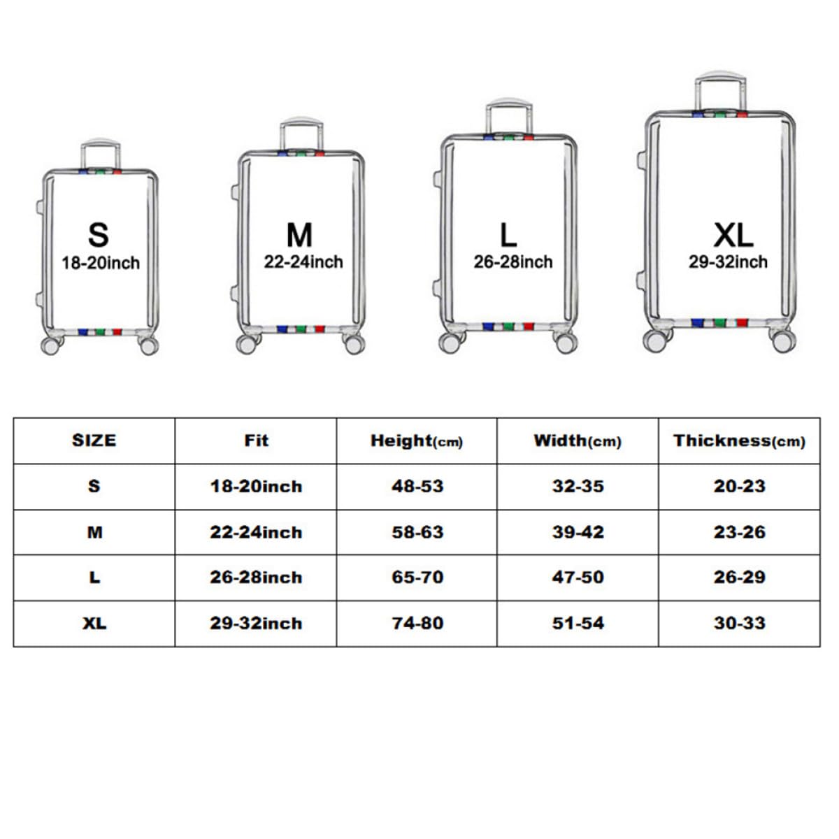 Abaodam Copri Valigia Elastico in Poliestere e Spandex Doppia Cerniera, Protezione Facile da Maneggiare per Valigie da Viaggio, Adatto per Aeroporti e Vacanze