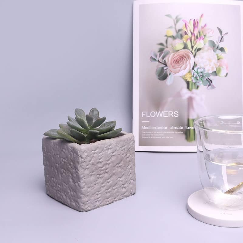 Miniatura 8 de Molde de silicona en forma de cubo de hormigón con superficie de borde desigual para maceta, molde de silicona para maceta, plantas cuadradas