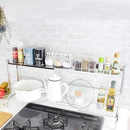 Amazon コンロ奥ラック 2段 ステンレス 天板 タイプ 幅 67cm 日本製 キッチン収納 キッチン 収納 コンロ奥 キッチンラック 頑丈 丈夫 調味料ラック スパイスラック ラック 調味料 スパイス コンロ周り フライパン 鍋 ふた 立て 一時置き おしゃれ 国産 Brands