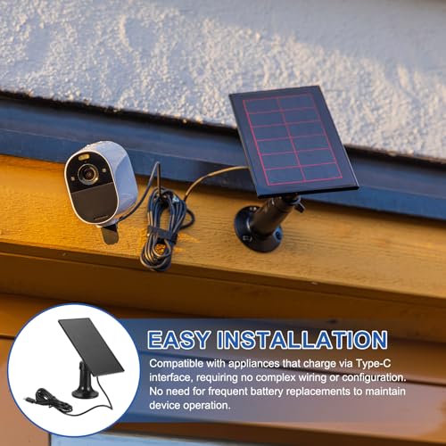 Panneau solaire pour caméra Ring avec support réglable 360° et USB C - 6