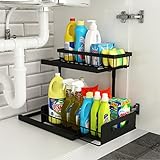 Under Sink Organizer, REALINN 2-Tier Pull Out Cabinet Organizer Under Kitchen Sink Organizer, Under
