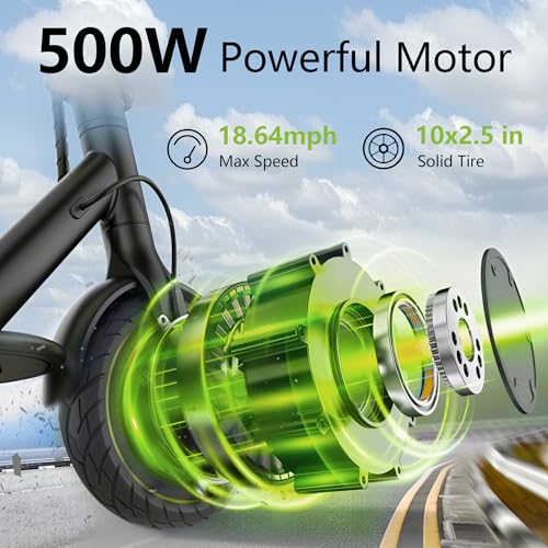 Felixstory Silnik koła 10 x 2,5 cala z solidną oponą, napęd koła 500 W, kompatybilny tylko z hulajnogą elektryczną Segway Ninebot Max G30P, zestaw silnika tylnego 60/70-6,5