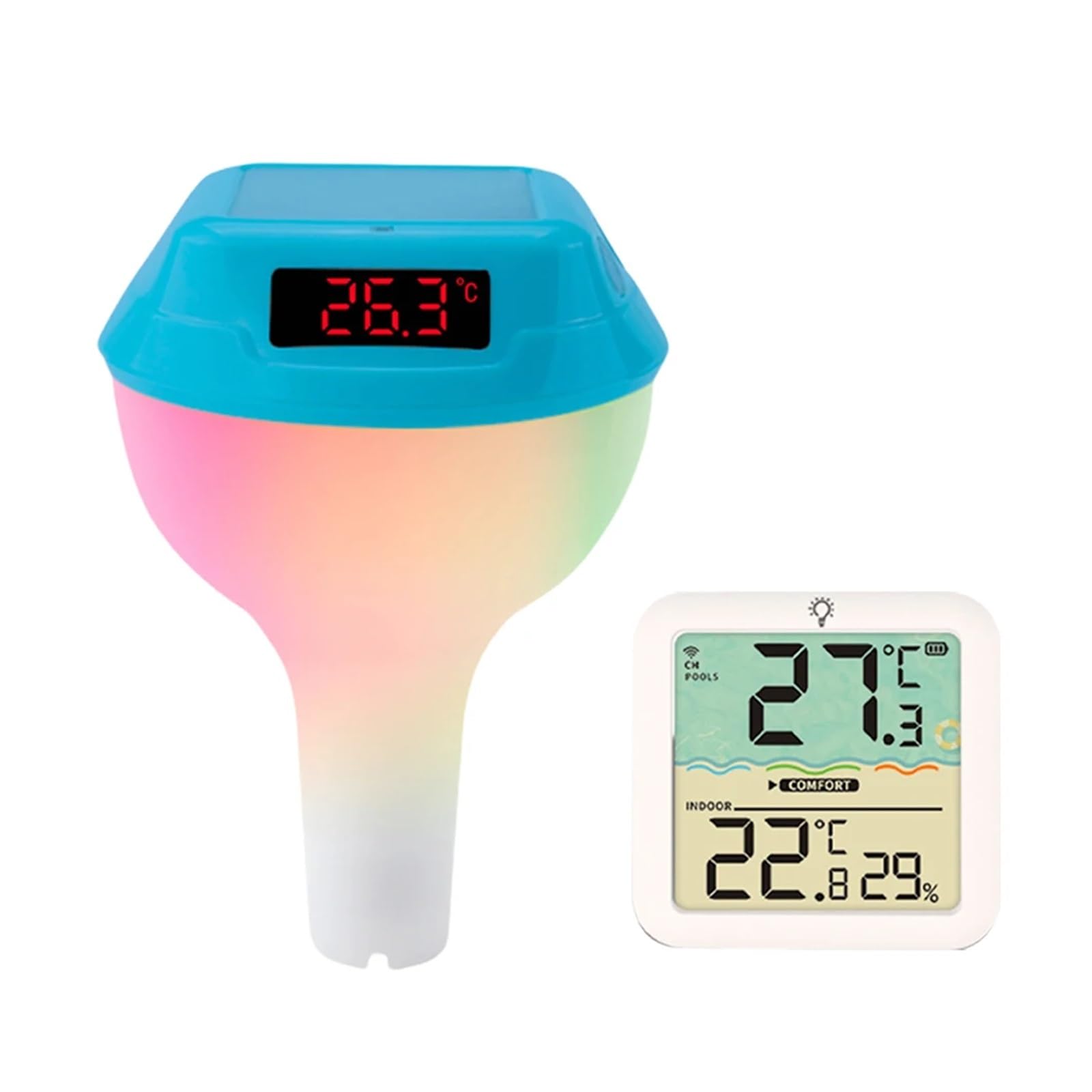 TermóMetro De Piscina Medidor De Temperatura Del Agua Con Energía Solar Y Pantalla LED, Termómetro Flotante For Piscina, Monitor De Temperatura De La Bañera, Suministros For Piscinas FáCil De Usar(Sty