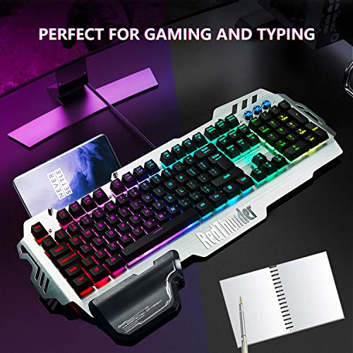 RedThunder K900 Gaming Keyboard, RGB Backlit Semi-Mechanical with Wrist Rest, Water-Resistant USB Wired Hybrid Ergonomic, Teclado Gamer for Desktop Computer PC Mac PS4 - Image 7