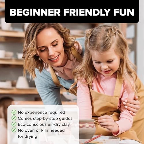 Anbar Creative Pottery Clay Candle Making Kit For Adults And Kids - Complete Diy Set With Air Dry Clay, Soy Wax, Essential Oil, Sculpting Tools & Acrylic Paint Create Your Own Custom Scented Candles - 9