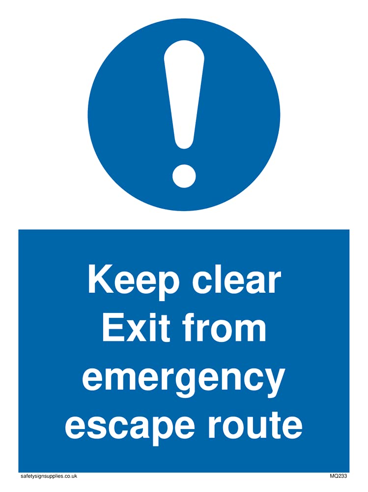 Pack of five - Keep Clear Exit From Emergency Escape Route Sign - 150x200mm - A5P