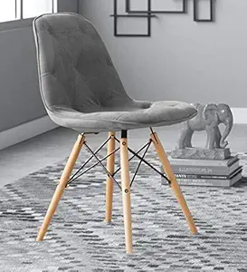 Bhumika Overseas Cushioned Velvet Fabric Standard Dining Chair (Grey)