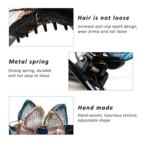 Mistofu Copper Wire Metal Bow Hair Clips-Hand-Woven Barrettes Hair Accessories,Hair Barrettes For Women Thick Hair (Big Blue Flower) #TOP6