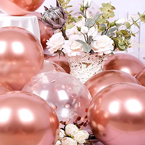 Image of AMFIN Bachelorette Party Decorations Rose Gold /Confetti Balloons Rose Gold /Confetti Balloons for Birthday /Rose Gold Birthday /Valentine Day /Anniversary Theme Balloons - Pack of 50