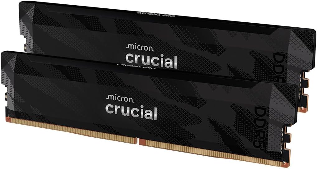 Crucial Pro DDR5 6400MHz memory kit in black camo heat spreader