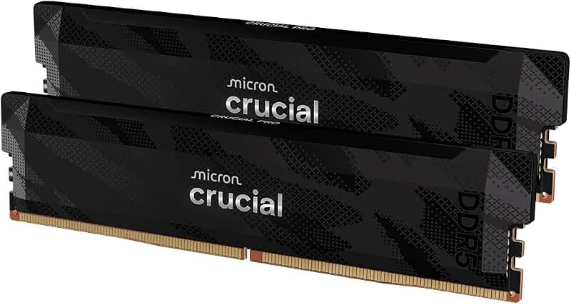 Crucial Pro RAM DDR5 32Go Kit (2x16Go) 6400MHz CL32, Overclocking Gaming, Mémoire pour Ordinateur de Bureau, Intel XMP 3.0 / AMD Expo, Noir - CP2K16G64C32U5B