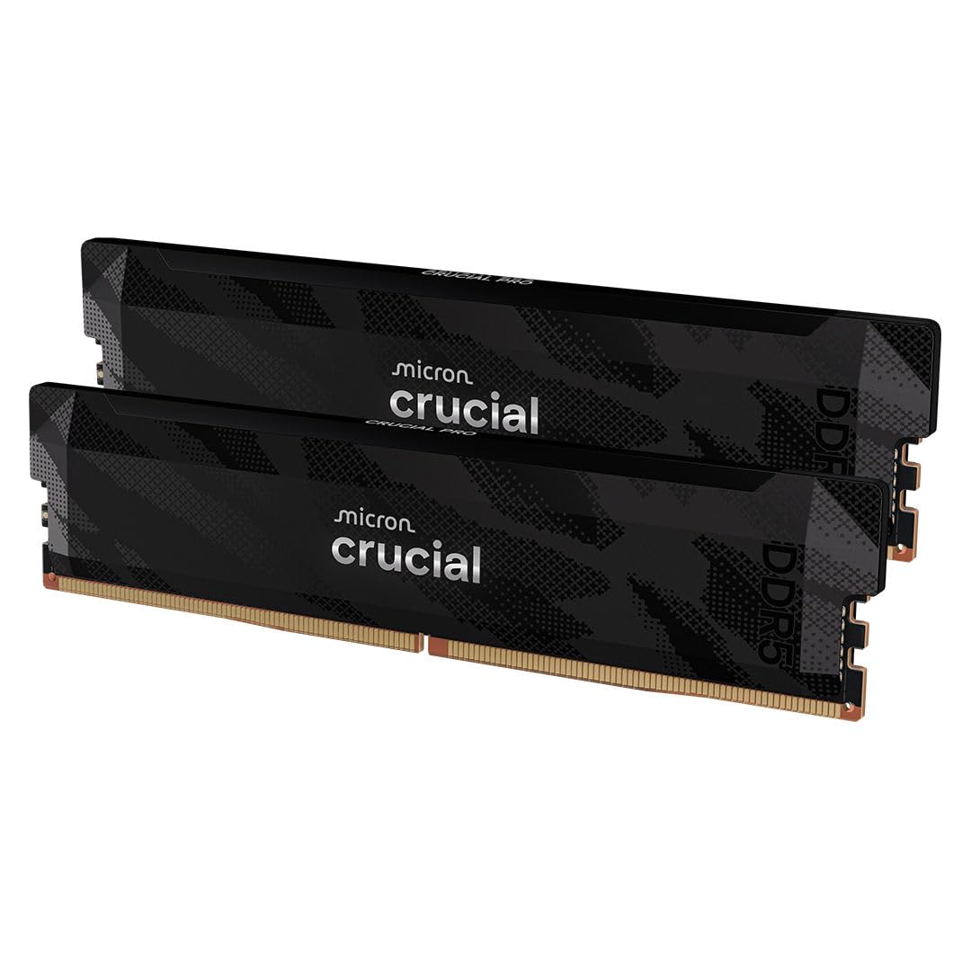 Crucial Pro DDR5 RAM 32GB Kit (2x16GB) 6400MHz CL32, Gaming PC Arbeitsspeicher, Intel XMP 3.0 / AMD Expo, Schwarz - CP2K16G64C32U5B