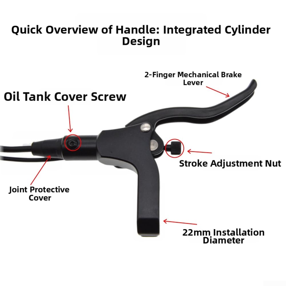 Kit de frein à disque hydraulique pour vélo électrique, étriers à double piston avec disques de 160 mm et câble à 2 broches, pour vélos électriques pliants et trottinettes (frein arrière uniquement)