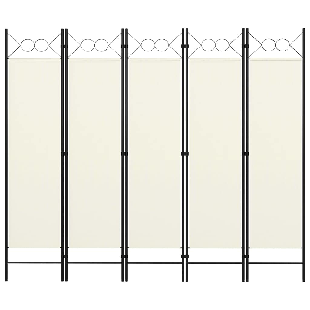 'vidaXL 5-Panel Room Divider in Cream White - Multipurpose Partition/Privacy Screen with Elegant Circle Design - Ideal for Living Room, Bedroom, Kids Room