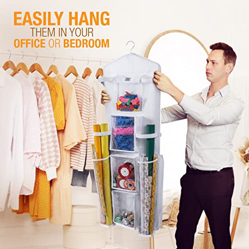 The Good Shopping Store Hanging Gift Wrap Organizer, Wrapping Paper Storage, Gift Bags, Ribbon, Bows And Accessories, 42 X 16 Inch Gift Wrapping Storage With Expandable Pockets For Gift Bags #TOP2