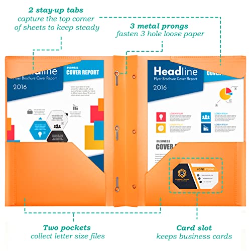 Makhistory Heavy Duty Plastic Folders With Pockets And Prongs - 12 Pack, Extra Tough Pocket Folders Includes Card Slot, Assorted Bright Colors For Letter Size Paper #TOP1
