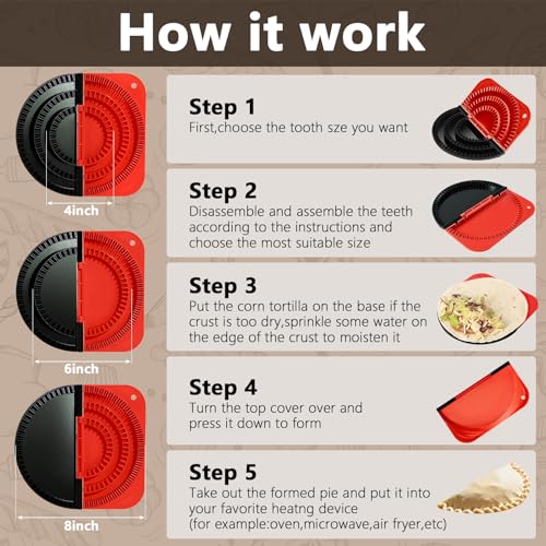 Image of Tortilla Sealer, Quesadilla Maker (4 inch+6 inch+8 inch) | Leak-proof Shark Tooth Design, Adjustable, Easy to Store, for Burritos, Pancakes, Dumplings, Dishwasher Safe