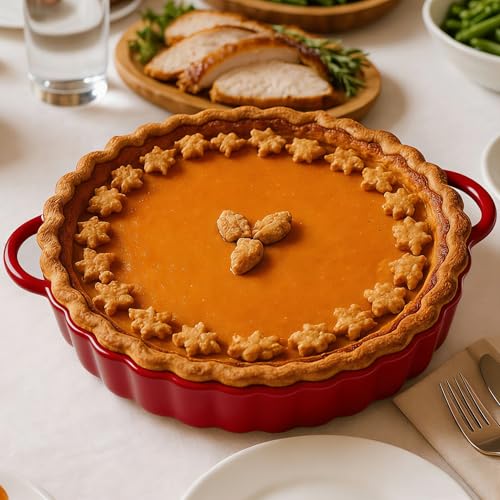 Yamteck 10×2in Deep Ceramic Pie Pan with Handles...