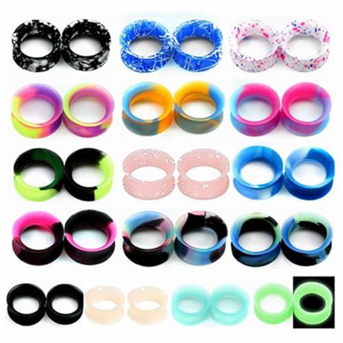 Yrogcu 32pcs 6G/4mm Ear Tunnels and Plugs : Hollow Double Flared Soft Silicone Ear Tunnels and Plugs Ear Gauges Expander Stretcher Body Piercing Jewelry by Yrogcu - Used condition - Image 2