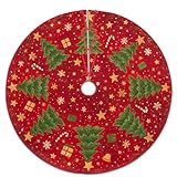 Christmas Tree Skirt 30 inch, Candy Canes Stars Vintage Xmas Tree Skirt Ornaments for Christmas Tree, Holiday Decor Party Christmas Decorations