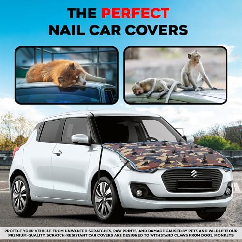 Image of Car Protection Cover from Dogs, Pets and Animal Waterproof Dustproof → Protection Bonnet Anti Climb of Dogs Keep Safe Scratches on the car via Street Dogs, Spike Nail Cover Compatible for All Cars