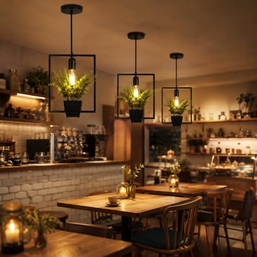 Image of Smartway Hanging Flower Square LED Pendant Light | Modern Black Hanging Ceiling Lamp | Decorative Lighting for Living Room, Bedroom & Dining Area | Metal Interior Light Fixture (Bulb not Included)
