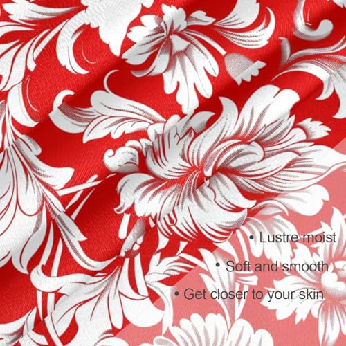 Red and White Floral silk scarf scarves elegant for women for christmas scarf bufandas para mujer para frio3