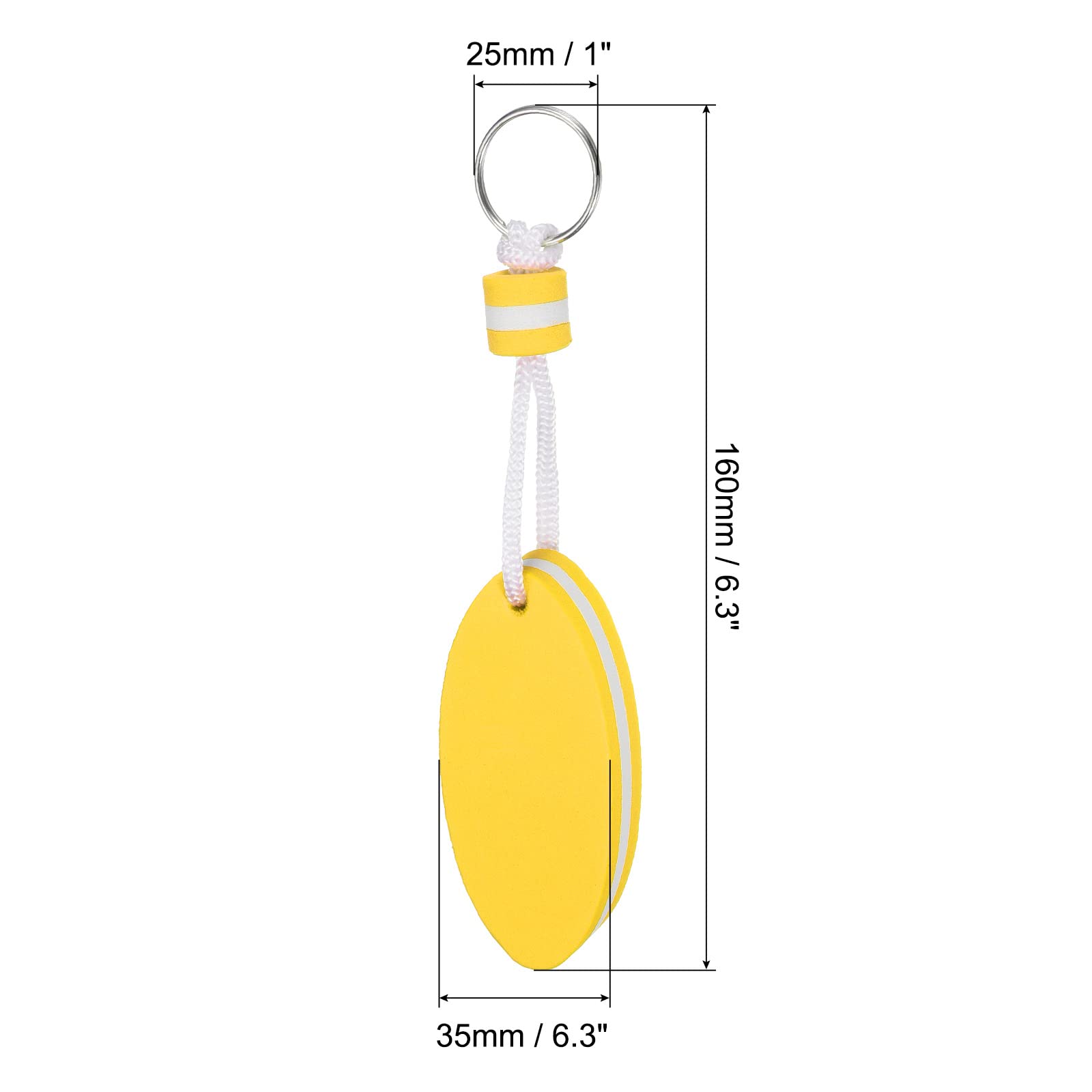 PATIKIL Floating Keychain, 2 Pack Sports Buoy Key Rings Oval Buoyant Keyrings Marine Sailing Key Holder for Fishing Kayaking, Yellow