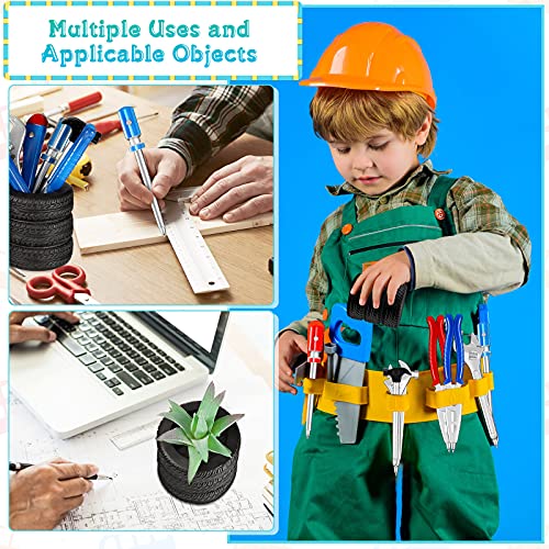 Zonon 6 Pcs Novelty Tool Pens Set with 2 Pcs Tire Shaped Pen Holder Writing Ballpoint for Man Desk Home Office Gift Accessories Organizer Tire Succulent Cactus Planter Pot Decoration