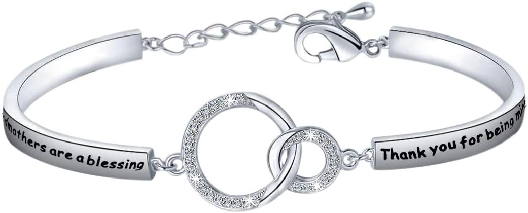 POTIYGodmother Bracelet Baptism Gift Christian Jewelry Religious Gift Godmother are a Blessing Thank You Being Mine Godmother Gift for Godmother