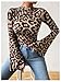 MakeMeChic Women's Leopard Print Bell Sleeve Tops Mock Neck Bodysuits Fall Business Casual Going Out Tops Brown Medium