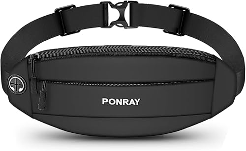 PONRAY Riñonera para correr para mujeres y hombres, resistente al agua con correa ajustable, soporte para teléfono para correr, caminar, entrenar,