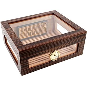 ADORINI Humidor Treviso – Deluxe | hochwertige Zigarren-Aufbewahrung mit Glasdeckel, Hochwertiges Ebenholz-Furnier in…