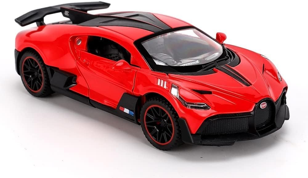 1:32 Bugatti DIVO Toy CAR Toy Car Metal Pull Back Diecast Car with Openable Door and Sound Light, Gifts Toys for Kids【 RED 】