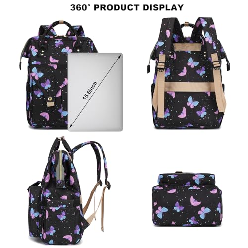 Butterfly Laptop Backpack College School Backpack Bookbags Nurse Backpacks Travel Bags for Women Girls Fits 15.6 Inch Notebook 6
