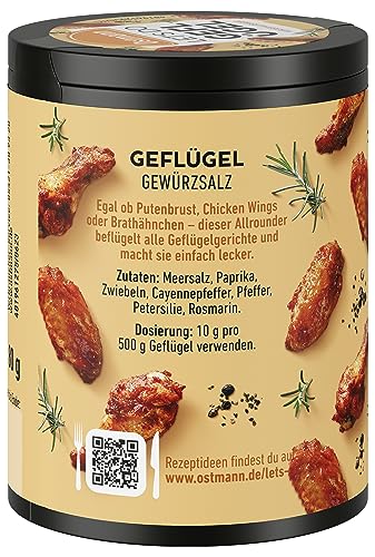 Ostmann Gewürze - Let's Do Geflügel | Gewürzsalz für Brathähnchen und Chicken Wings | Würziger Allrounder mit Cayennepfeffer und Rosmarin | 80 g in recyclebarer Metalldose
