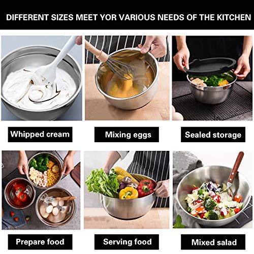 Mixing-Bowls-with-Airtight-Lids-20-piece-Stainless-Steel-Metal-Nesting-Bowls-AIKKIL-Non-Slip-Silicone-Bottom-Size-7-35-25-2015-1067QT-Great-for-Mixing-Baking-Serving-Black