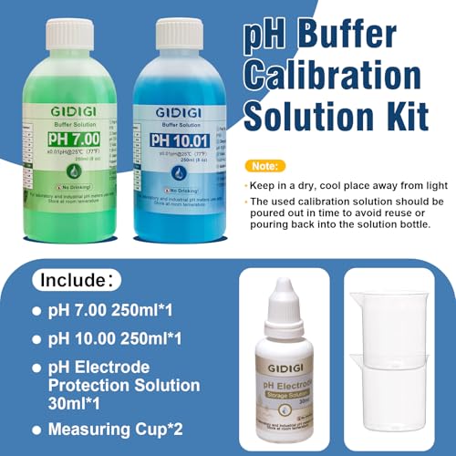Image of pH Meter Calibration Buffer Includes pH 7.00, 10.01 and Storage Solution | Calibration Buffer 250ml*2,Probe KCL Storage 30ml*1, pH Meter Accessories