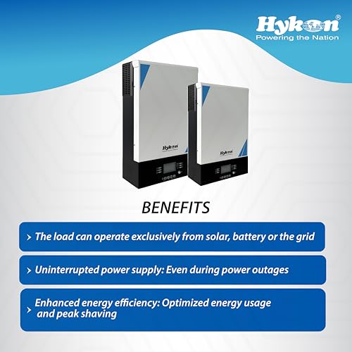 Image of Hykon Infini Solar Hybrid Inverter - 5 kW, Pure Sine Wave, On-Grid + Off-Grid Power Backup for Home & Commercial Use
