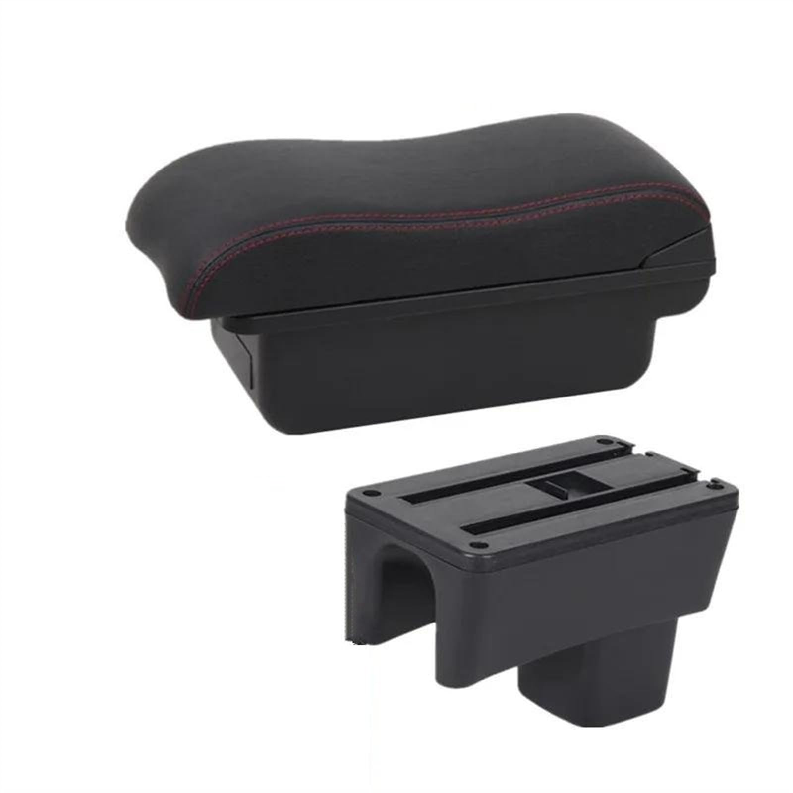 NOHEEU Armrest Box With Multifunctional Support PU Upholstered Car Interior Modification Accessories For Swift 2005-2024(A2 Black red NO USB)
