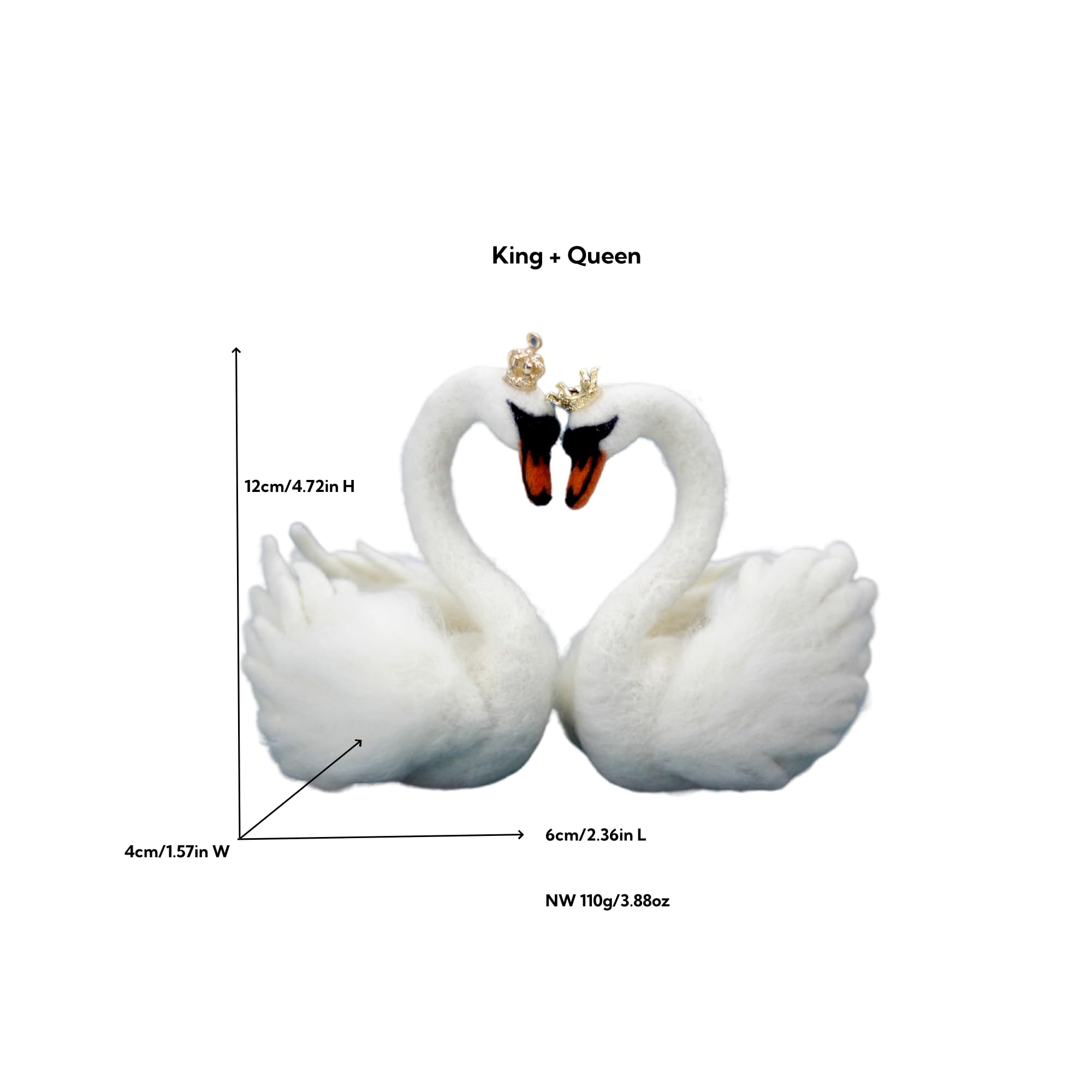 VEHICAR Swan Needle Felting Kit, A Couple Swan Doll Nonfinished, Felted Swan with Crown, Valentine's Day Needle Felting Kits, Wool Needle Felting Kit for Beginner, Gift for Mother's Day and Lovers