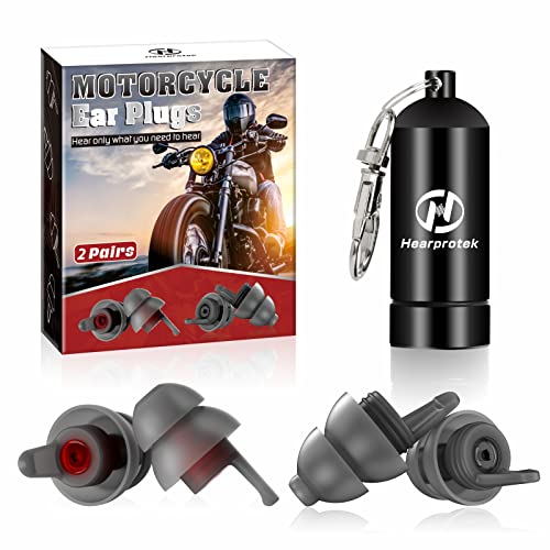 Hearprotek Bouchons d'oreilles moto, 2 paires confortable bouchons d'oreille réutilisables pour la réduction du bruit du vent avec cordon, protections auditives pour la moto motards tour race