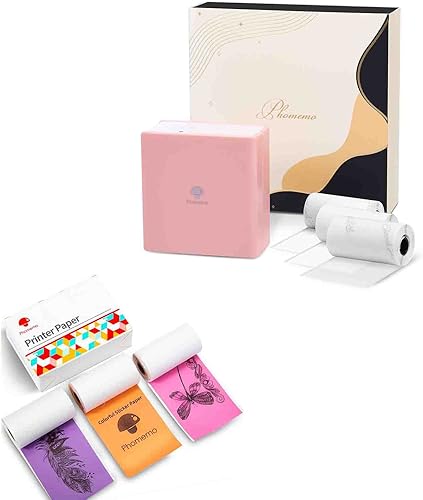 Miniatura 1 de Phomemo Mini impresora de bolsillo M02 portátil térmica pequeña impresora de fotos con 6 rollos de papel, para el hogar, escuela, oficina,