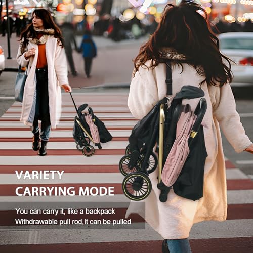 Lightweight Baby Stroller,Ultra Compact & Airplane-Friendly Travel Stroller, One-Handed Folding for Toddler, Only 13lbs,with Sleep Shade, Oversize Basket (Pink) - Image 6